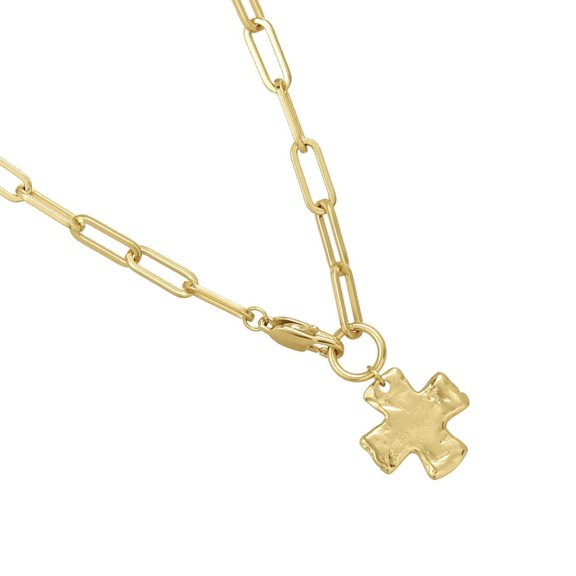 Thick Crucifix Charm Necklace Women’s Trendy Snake Chain Jewelry Silver Gold