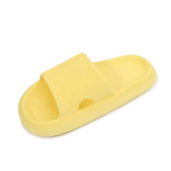 Thick Cushioned Platform Comfy Slippers for Women and Men Summer Beach ?Indoor Outdoor Rubber Open Toe Slides (Yellow, Women 9/Men 7)