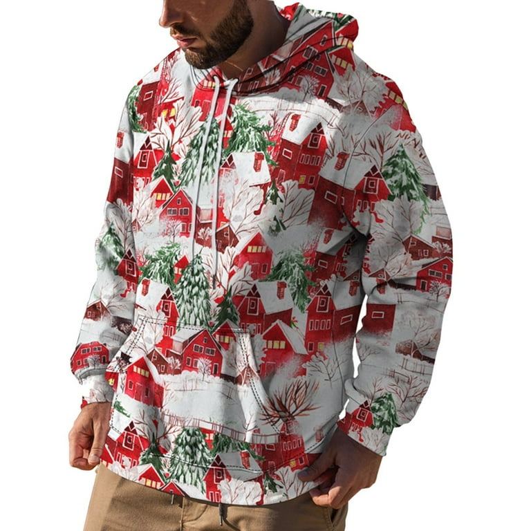 Thick Custom Christmas Printed Hooded Shirt Sweat Men Hoodie