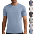 thumbnail image 1 of Thick Distressed Washed T-Shirts for Men Men's Short Sleeved Round Neck Training Sports T-Shirt Solid Color Running Fitness Top Navy S, 1 of 9