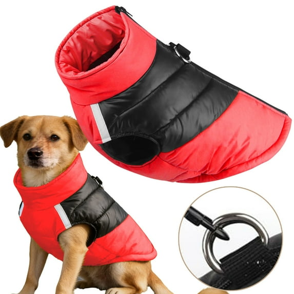 Thick Dog Vest, Warm Padded Winter Coat with Leash Compatibility for Golden Retrievers Large Dogs, Windproof Cold Weather Pet Clothing, S-2XL, Yin-06