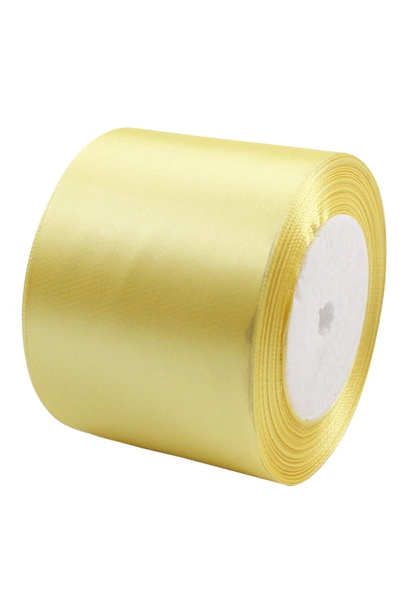 Thick Double Faced Satin Ribbon For Wedding Decor, 3 Inch X 25 Yards Wide Fabric Ribbon For Large Bow Making Chair Sash, Gold