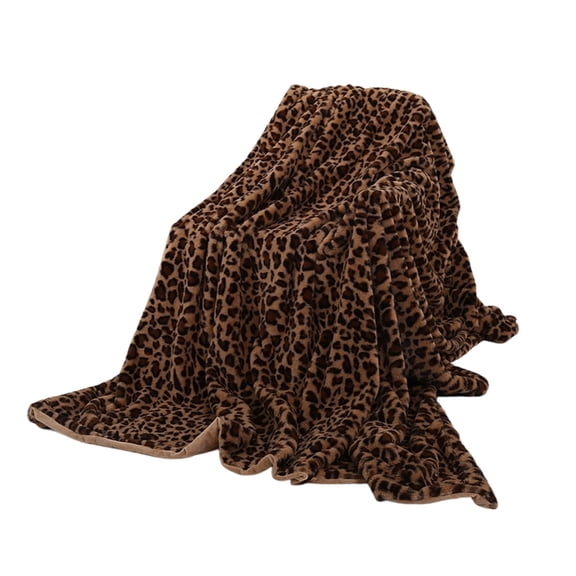 Thick Double Layer Milk Fleece Blanket Leopards Print for Warmth Skin Comfort