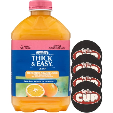 Thick & Easy Clear Thickened Beverage Orange Juice, Nectar Consistency, 46 fl oz with By The Cup Coasters