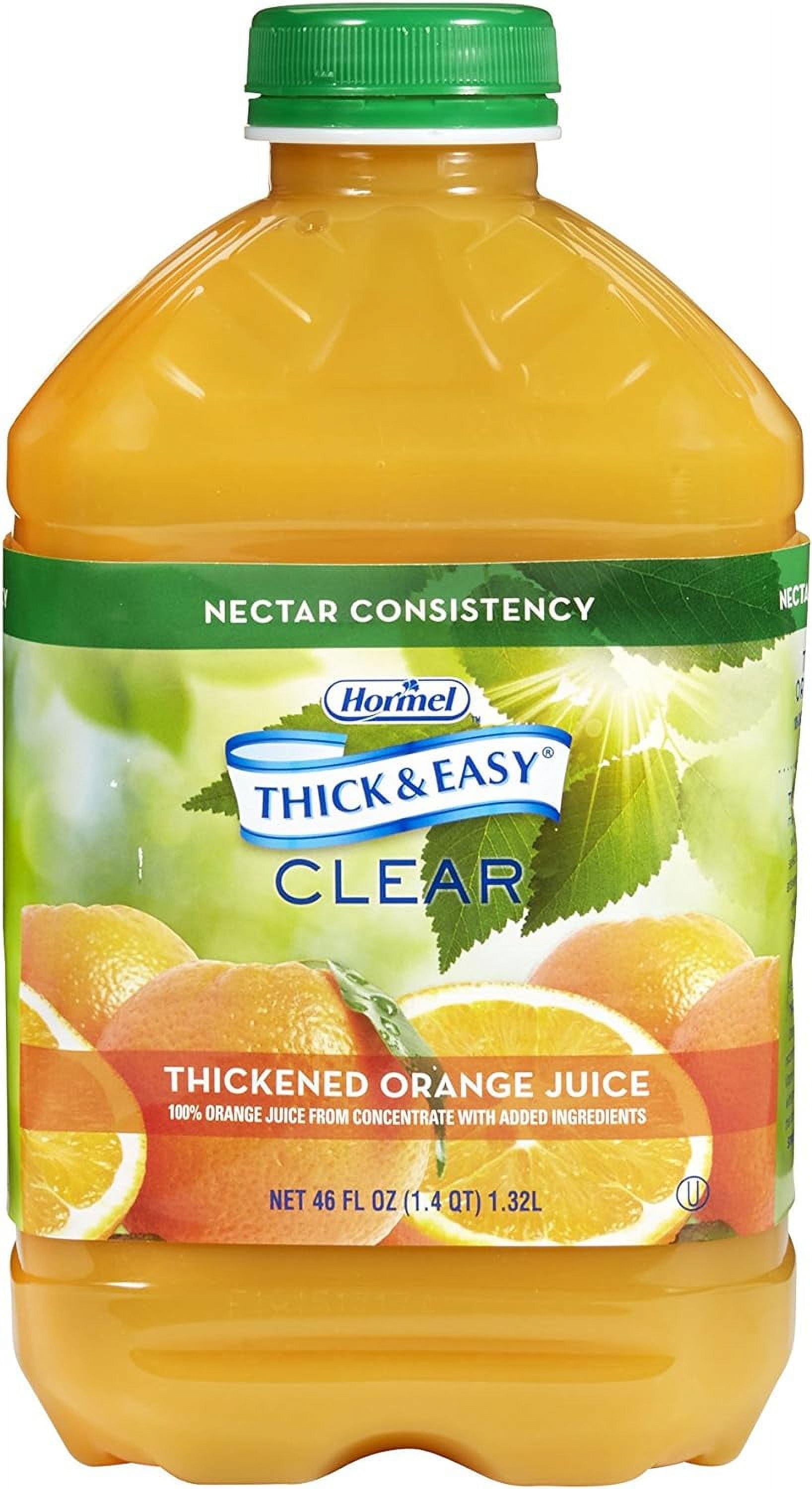 Thick & Easy Clear Thickened Orange Juice, Nectar Consistency, 46 Ounce (Pack of 6)