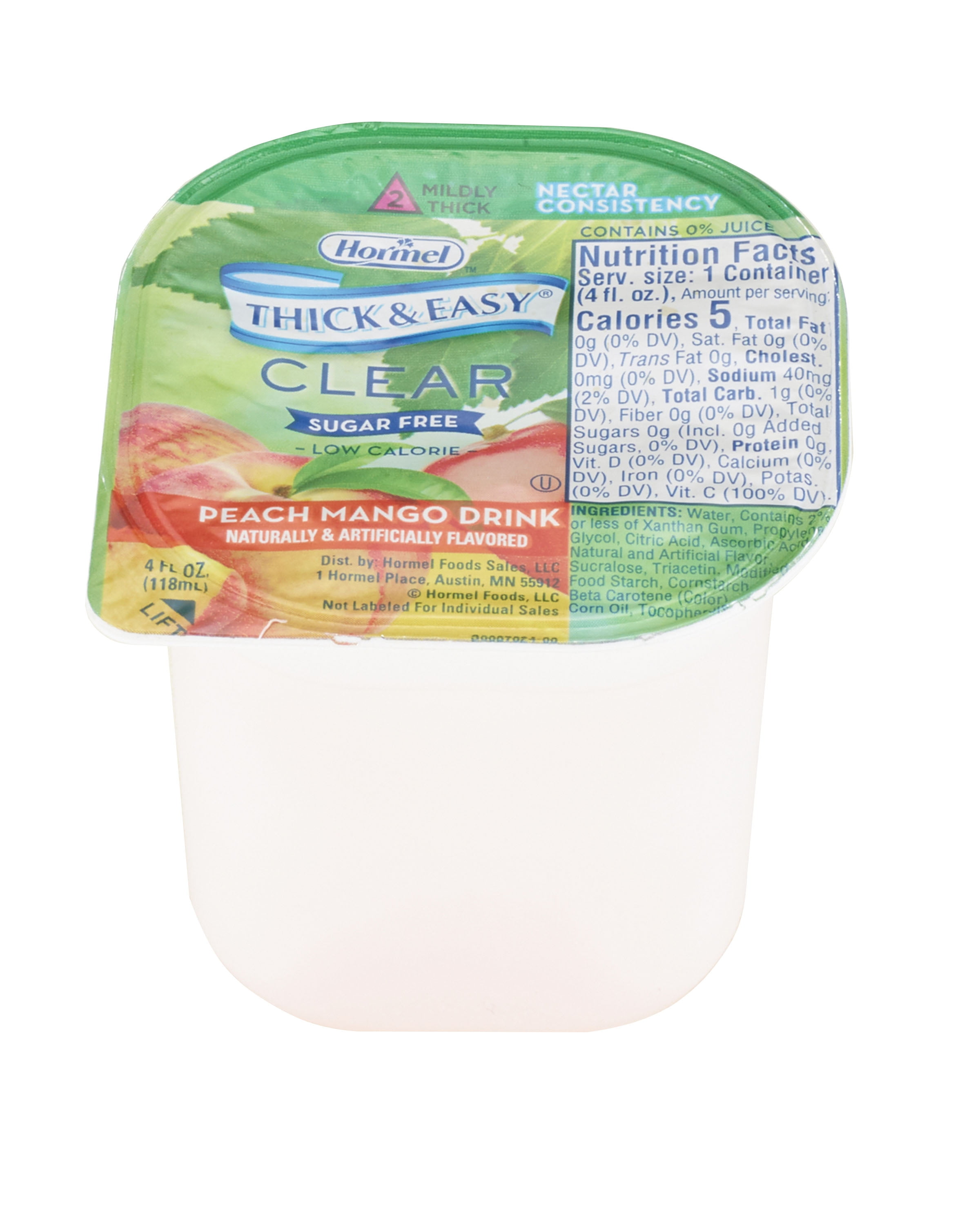 Thick & Easy Sugar Free Thickened Beverage Nectar Consistency Nutrition Drink, 4 oz. Portion Cup, Peach Mango Flavor, 24 Count