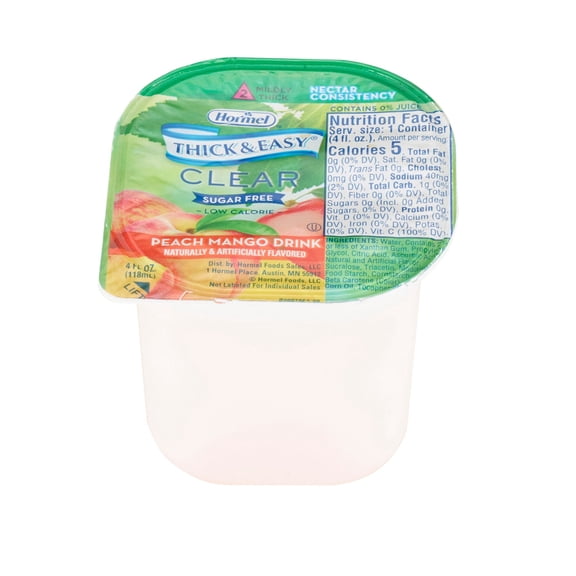 Thick & Easy Sugar Free Thickened Beverage Nectar Consistency Nutrition Drink, 4 oz. Portion Cup, Peach Mango Flavor, 24 Count
