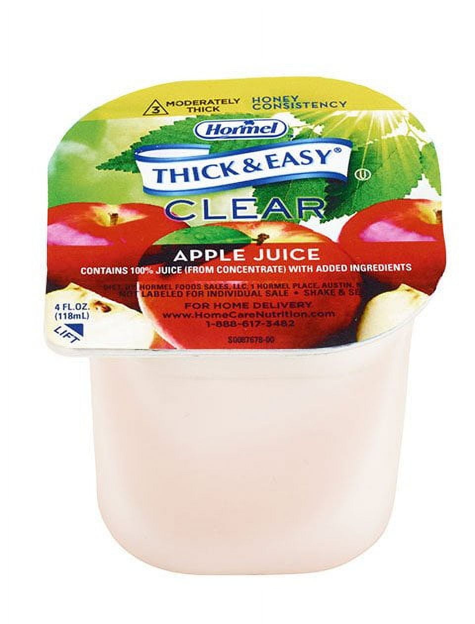 Thick & Easy Thickened Beverage 4 oz. Portion Cup Apple Juice Flavor Ready to Use Honey Consistency, 12687 - Case of 24