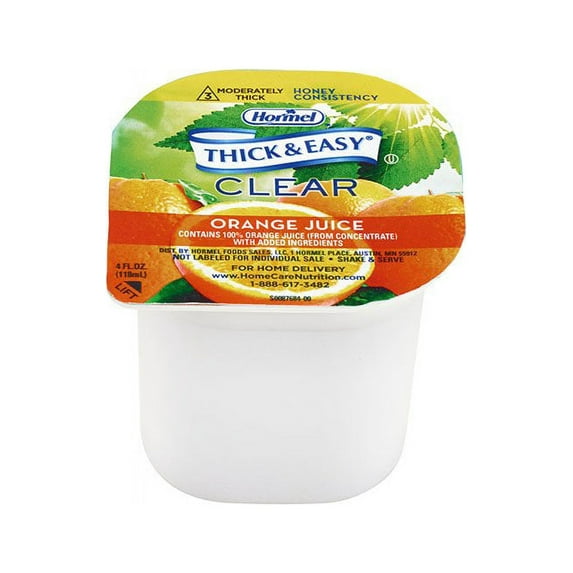 Thick & Easy Thickened Beverage 4 oz. Portion Cup Orange Juice Flavor Ready to Use Honey Consistency, 32192 - Case of 24