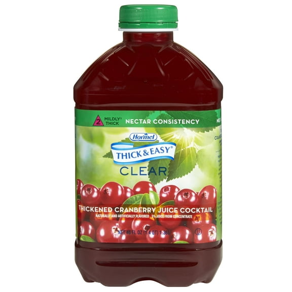 Thick & Easy Thickened Beverage Ready to Use Nectar Consistency Nutrition Drink 46 oz. Bottle Cranberry Juice Cocktail