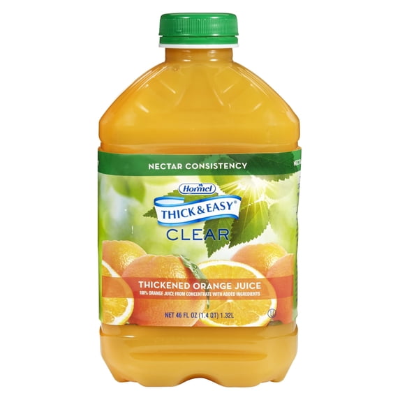 Thick & Easy Thickened Beverage 46 oz. Bottle Orange Juice Flavor Ready to Use Nectar Consistency, 42161 - Case of 6