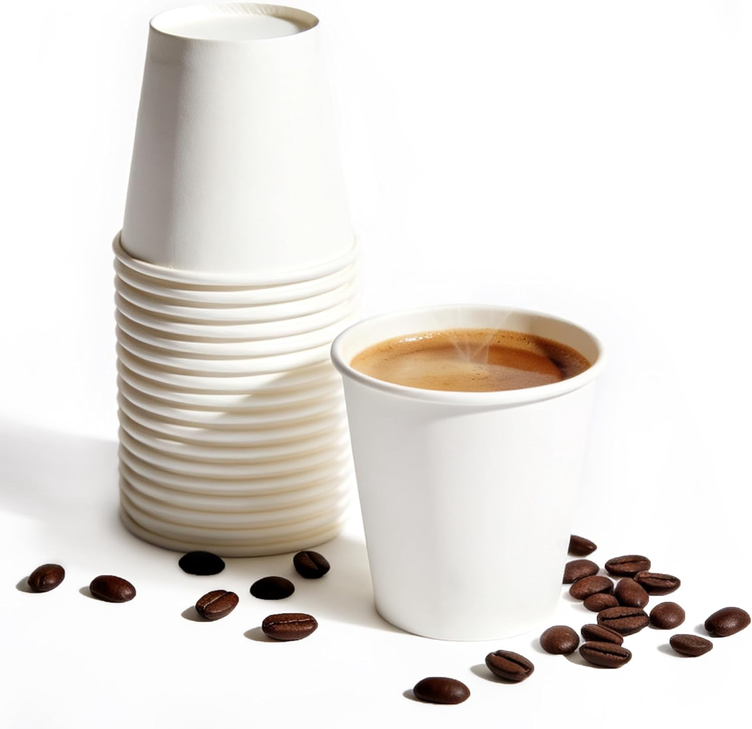 Thick Espresso Cups Travel to Go, 200 Count (Pack of 1), White