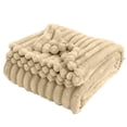 thumbnail image 1 of Thick Faux Rabbit Fur Throw Blanket With Pom‑Pom Fringe Soft Warm Fuzzy Polyester Blanket For Bed Sofa Office Travel(Beige-120X200Cm), 1 of 3