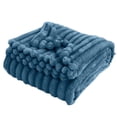 thumbnail image 1 of Thick Faux Rabbit Fur Throw Blanket With Pom‑Pom Fringe Soft Warm Fuzzy Polyester Blanket For Bed Sofa Office Travel(Blue-120X200Cm), 1 of 3