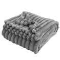 thumbnail image 1 of Thick Faux Rabbit Fur Throw Blanket With Pom‑Pom Fringe Soft Warm Fuzzy Polyester Blanket For Bed Sofa Office Travel(Grey-120X200Cm), 1 of 3