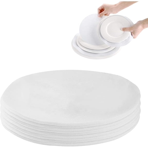 Thick Felt Plate Dividers, Set of 48 Plate Separators Round China Storage Dividers Dish Protectors White Felt Pads for Stacking China/Dish/Saucers, 10.5 Inch