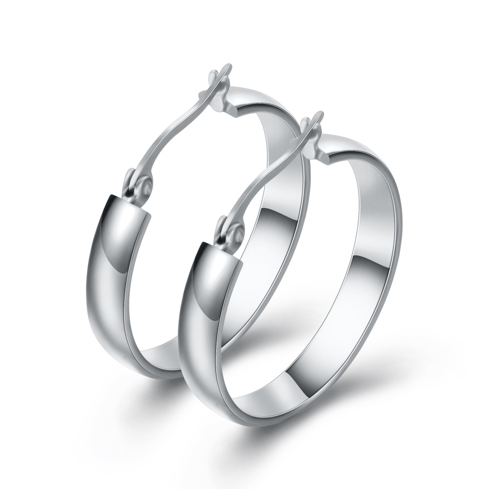ZETSHION Thick Flat Edge Hoop Earrings for Women Girls Stainless Steel Huggie Hoops