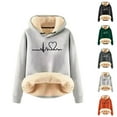 thumbnail image 1 of Thick Lined Hoodies for Women Winter Long Sleeve Warm Graphic Hooded Sweatshirt Pullover Tops, 1 of 4