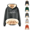 thumbnail image 1 of Thick Lined Hoodies for Women Winter Long Sleeve Warm Graphic Hooded Sweatshirt Pullover Tops, 1 of 4