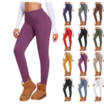Thick Fleece-Lined Leggings for Women Winter Warm Thermal Leggings High Waist Tummy Contorl Running Workout Yoga Pants Purple M