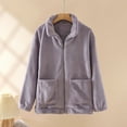 thumbnail image 1 of Thick Fleece Pajamas for Women Soft Warm Winter Pullover Tops Zip up Sleepwear Loungewear with Pocket New Women's Winter Sleepwear Plus Size Purple M, 1 of 9