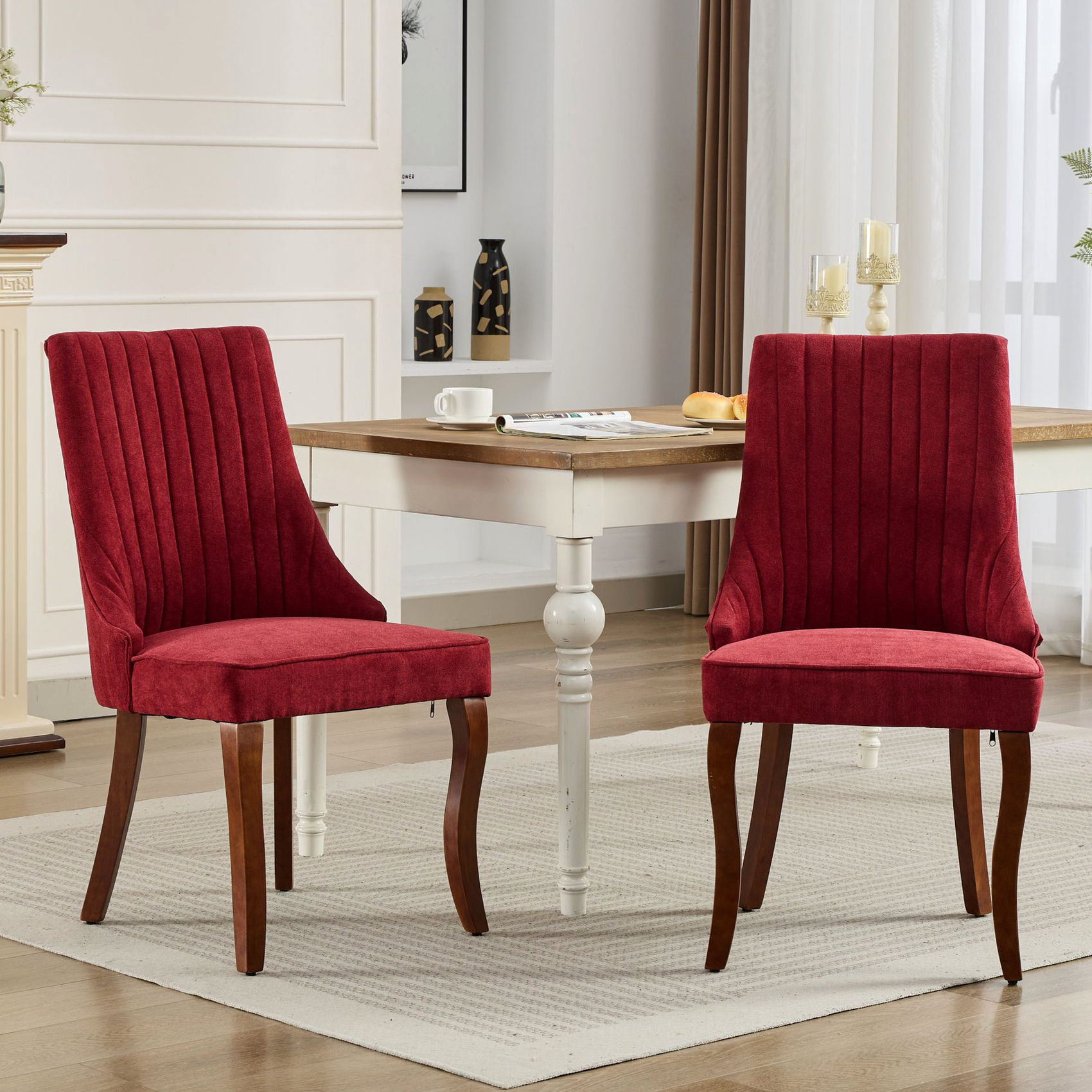 Thick Flocking & Strong Back Support - Dine Comfortably in These Red ...