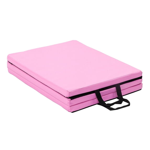 Thick Foam Tri-Fold Folding Exercise Mat with Carrying Handles for Gymnastics and Home Gym Protective Flooring Gymnastic Mat, Pink