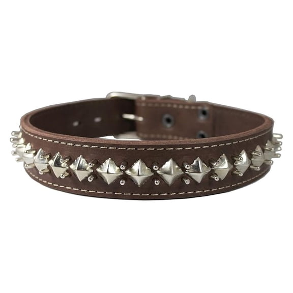Thick Genuine Leather Spiked Studded Dog Collar 1.5" Wide Sized to Fit 18"-22" Neck. Retriever, Doberman, Rottweiler,