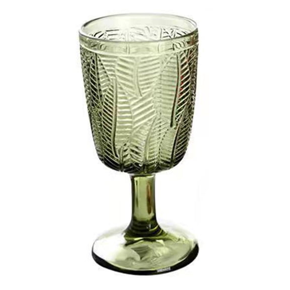 Thick Glass Goblet Embossment Texture Beverage Glasses Green