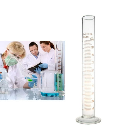 Thick Glass Graduated Measuring Cylinder 100 mL Single Metric Scale Chemistry Lab Spout Measure