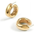 thumbnail image 1 of Thick Gold Chunky Hoop Earrings Lightweight Open Hoops For Women, 1 of 6