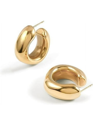 PAVOI 14K Gold Plated Sterling Silver Post Chunky Hoops