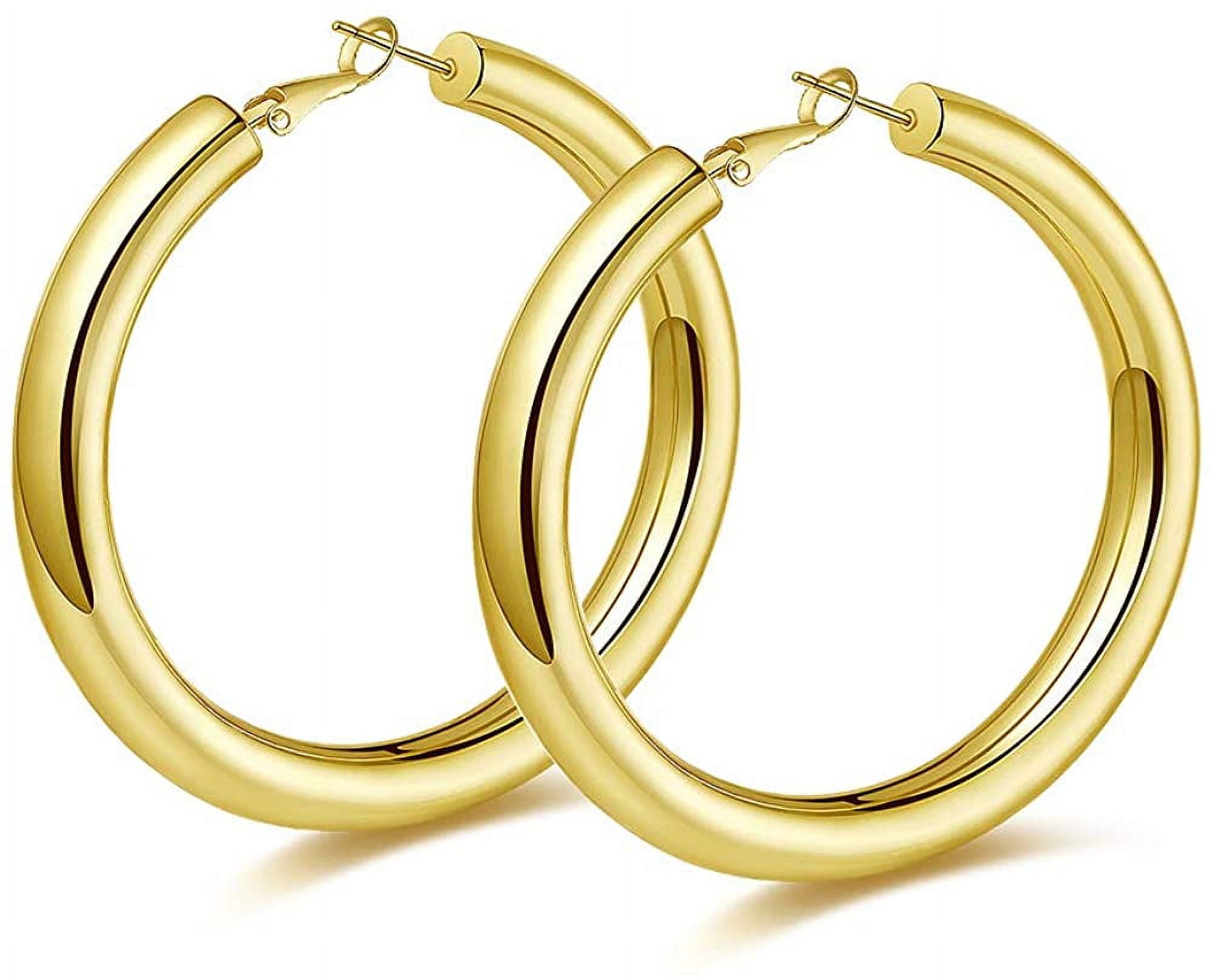 Gold Chunky Hoop Earrings Set for Women, 14K Gold Plated Twisted Huggie  Hoop Earring Hypoallergenic, Thick Open Hoops Set Lightweight