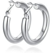 FOESES Thick Gold Hoop Earrings - Lightweight Chunky Gold Hoops for Women Hypoallergenic Big Howllow Tube Earring 25mm/30mm/40mm/50mm