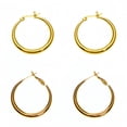 thumbnail image 1 of Thick Gold Plated Chunky Earrings Steling Silver Post Hoops Earrings For Women Tube Hoops Earrings Hypoallergenic Lightweight Huggie Hoop Large Earrings 3cm 2Pcs, 1 of 8
