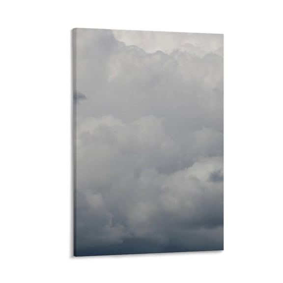 Thick Gray Clouds, Overcast Sky, Framed Canvas Art, 12x8 in