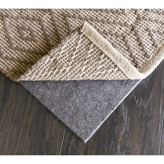 Thick Grey Non-slip Noise-reducing Rug Pad for Hardwood Floors 13' x 13' 12' x 15'