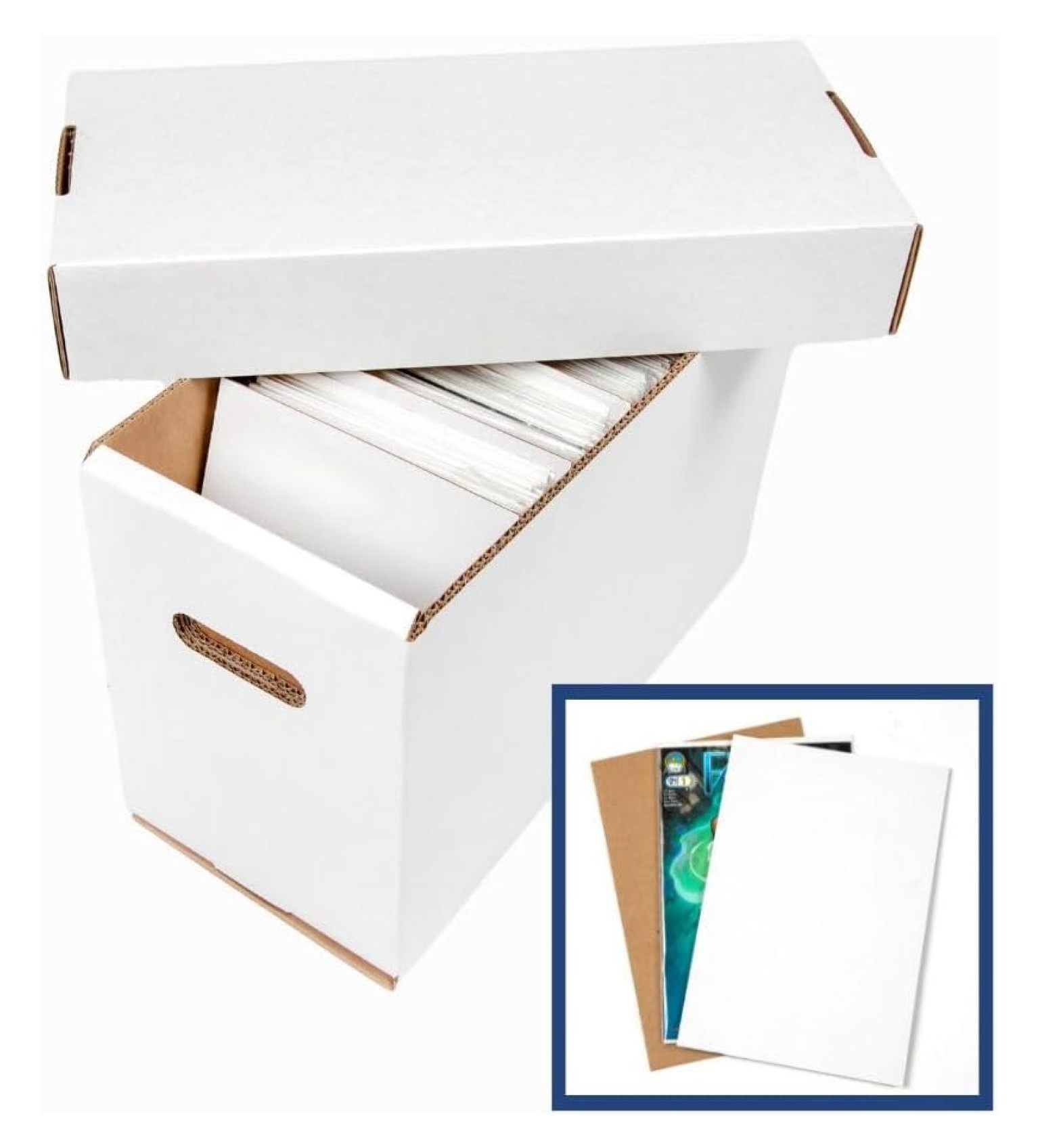 ThickGrip Short Comic Storage Box with Dividers 1 Box with Lid + 50