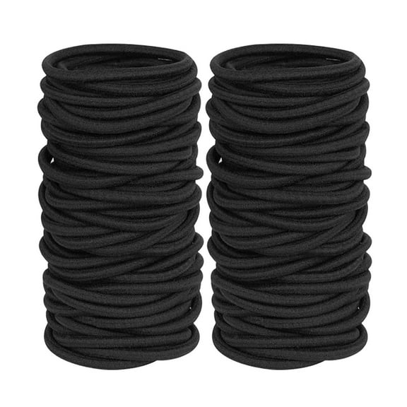 Thick Hair Ties Elastic Bands Strong Ponytail Holders For Curly Hair Women Men 120 Count Black
