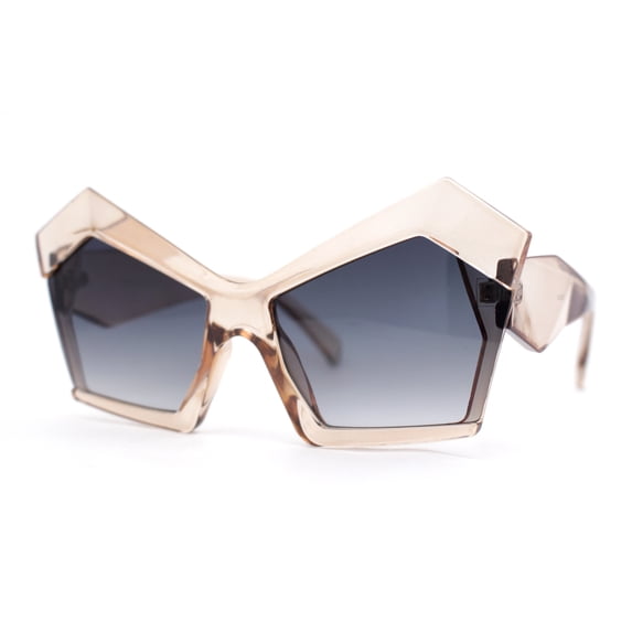 Thick Hard Angular Mad Thick Brow Crop Side Cat Eye Sunglasses Peach - Smoke