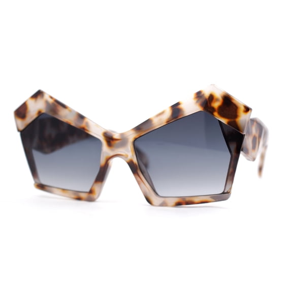 Thick Hard Angular Mad Thick Brow Crop Side Cat Eye Sunglasses Slate Tortoise - Smoke