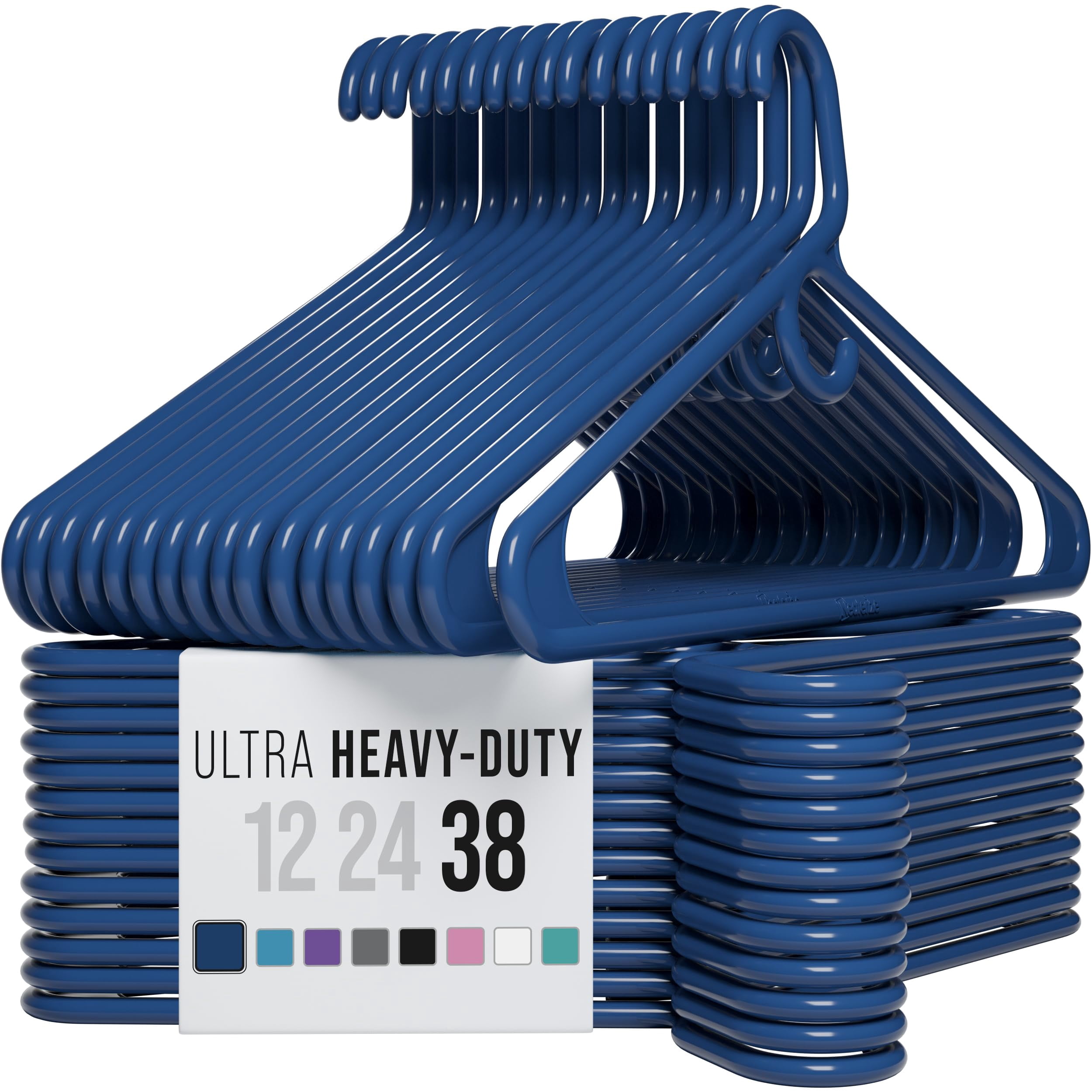 Thick Heavy Duty Hangers - Navy Plastic Clothes 38 Pack Great For Coat ...