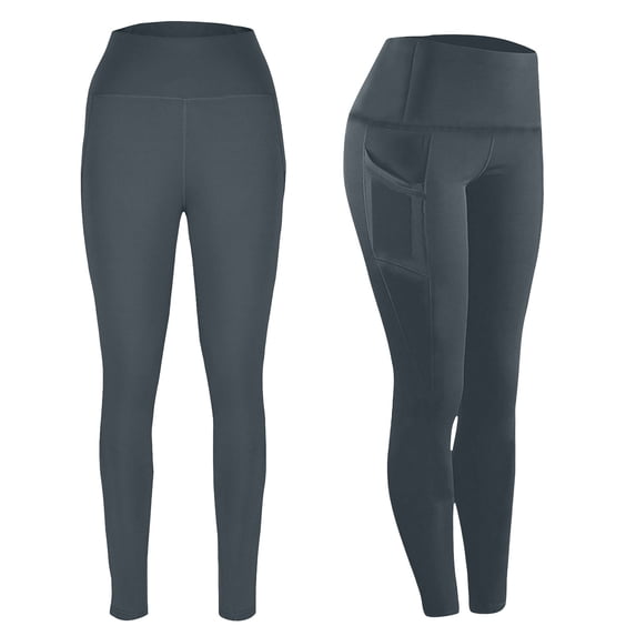 Thick High Waist Pants with Pockets for Women Tummy Control Workout Fitness Sports Running Leggings