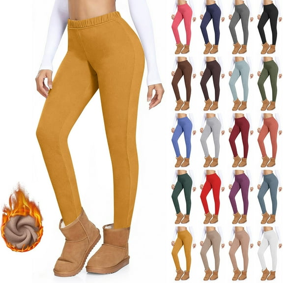 Thick High Waist Yoga Pants no Pockets, Tummy Control Workout Running Yoga Leggings for Women Velvet Warm Home Casual Close Fitting Leggings Long Pants