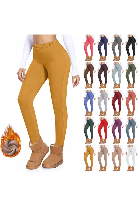 Thick High Waist Yoga Pants no Pockets, Tummy Control Workout Running Yoga Leggings for Women Velvet Warm Home Casual Close Fitting Leggings Long Pants