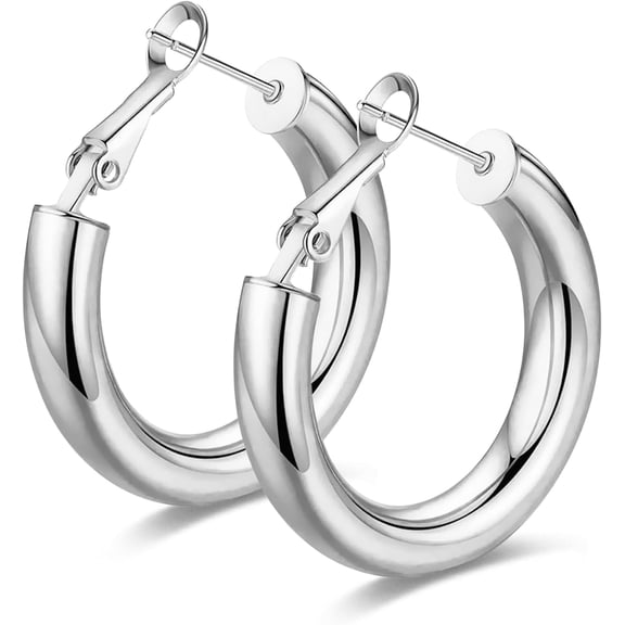 Thick Hoop Earrings Howllow 14K Gold Plated Gold Hoops For Women[Z3930]