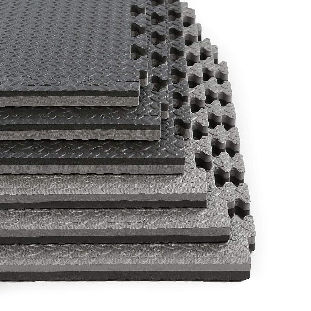 Thick Interlocking Gym Foam Floor Reversible Tiles (24" X 24