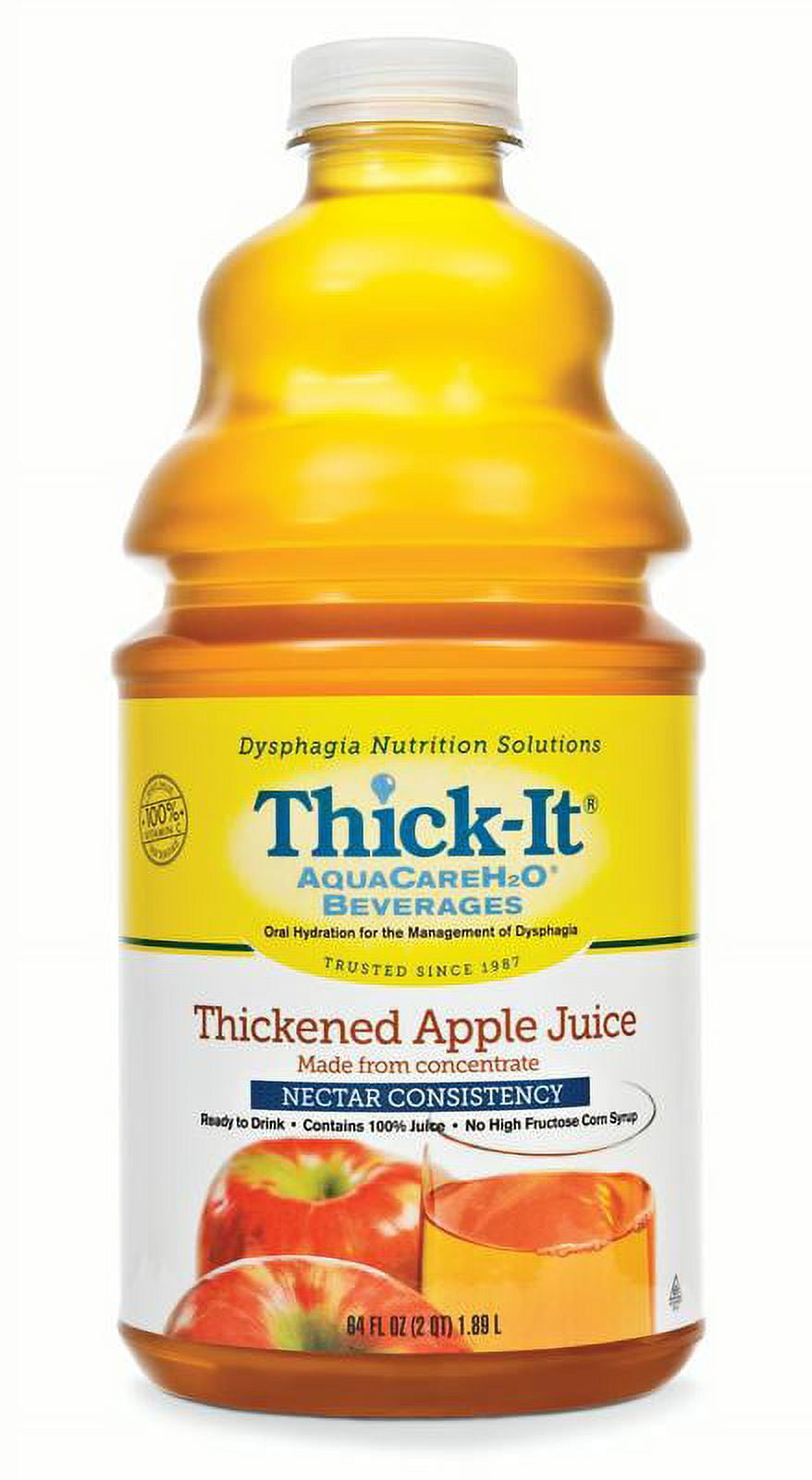 Thick-It AquaCareH2O Thickened Beverage 64 oz. Bottle Apple Flavor Ready to Use Nectar Consistency, B454-A5044 - Case of 4