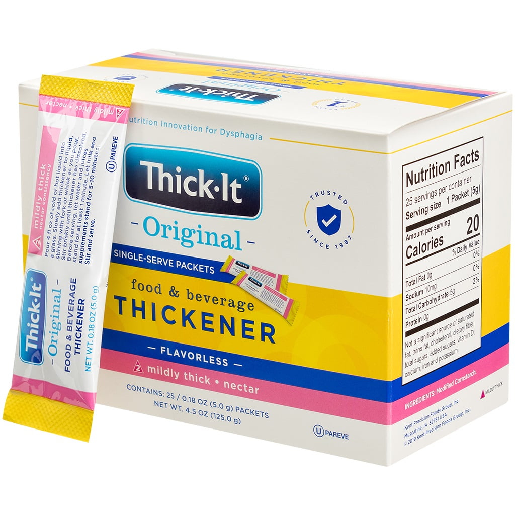Thick-It Original Food & Beverage Mildly Thick Single-serve Packets for Dysphagia, Iddsi Nectar Consistency, Easy Mix, 25 Pack