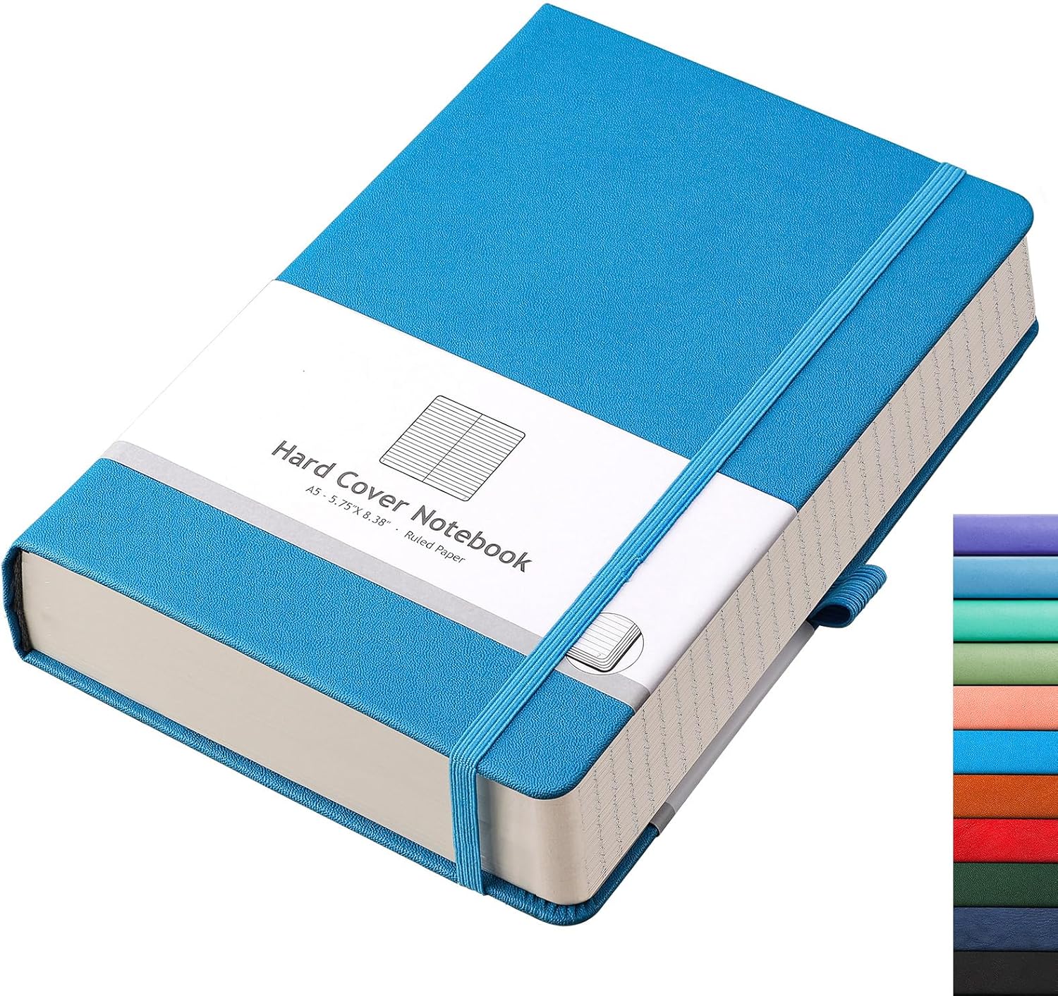 Thick Journal Lined Notebook - 320 Numbered Pages A5 Notebook College Ruled Journal for Writing, 100gsm Lined Paper, Leather Hardcover, for Women Men Work Office School, 5.75'' X 8.38''-Blue